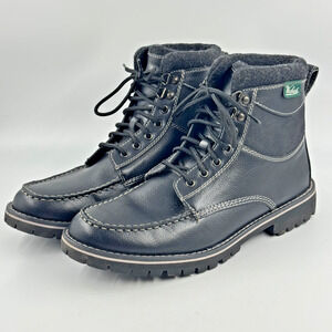 WOOLRICH Bushman Mens Size 9.5 Black Vegan Faux Leather Ankle Boots Insulated